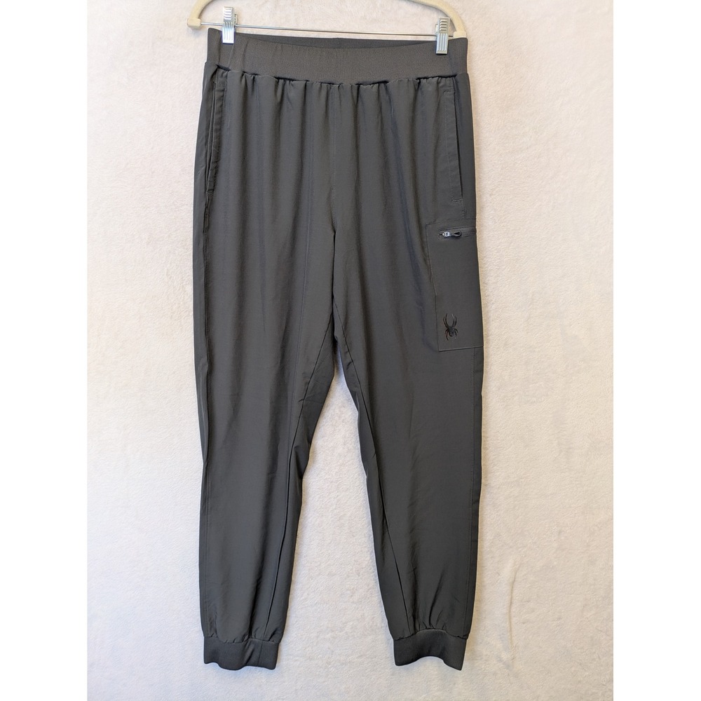 Spyder Active‎ Mens Gray Jogger Pants Medium Elastic Waist Zipper Pocket Stretch